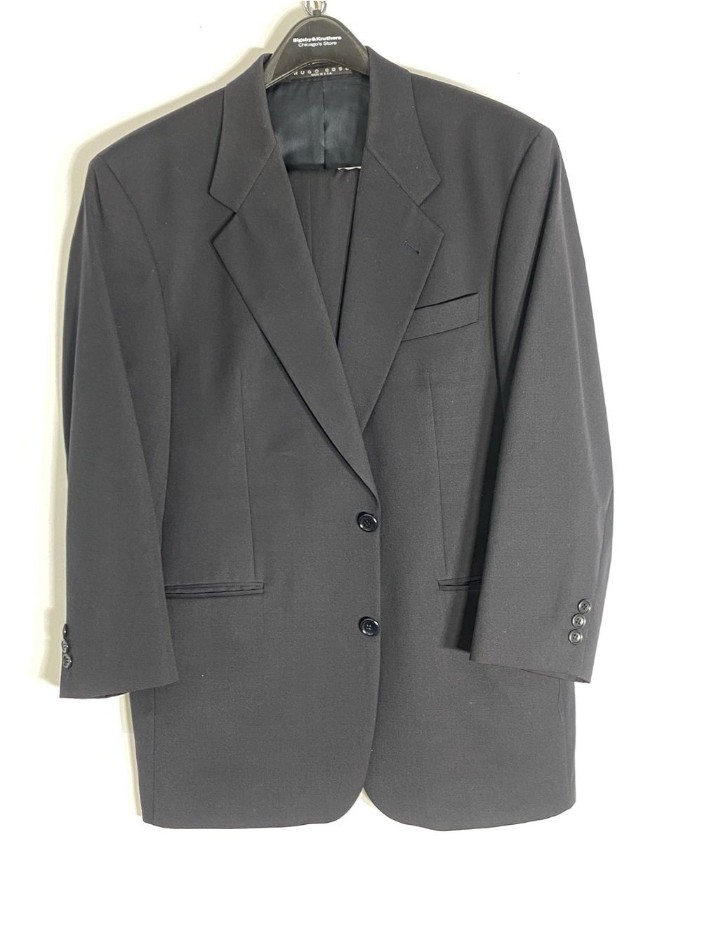 Hugo Boss Men's navy Two-Button Wool suit jacket taken